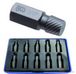 Estuche 10 puntas hex. para extracción de tornillos rotos en metrica ( ø 3 - 11 mm) y sae (ø 1/8" - 13/32")