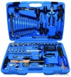 Estuche combinado 1/4" + 1/2" de 117 pcs( carraca 1/2" + 15 pcs 1/2" + carraca 1/4" + 19 pcs 1/4" + 32 puntas 1/4" +4 alicates + martillo 300 gr.+5 destornilladores+12 llaves combinadas+linterna)