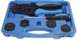 Estuche alicate prensaterminales intercambiable + 5 pares de mordazas + 1 destornillador phillips