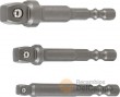 Blister 3 adaptadores portavasos para atornillador 1/4" cabeza redondeada 15º ( 1/4" - 3/8" - 1/2")