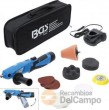 Estuche de minipulidora a bateria 12 v. - 1.500 mah. - max. 3000 r.p.m. + cargador rápido 230 v. + empuñadura lateral + 9 discos de pulido / espuma / sujección /abrasivos ø 75 mm