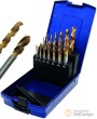 Estuche combinado de 7 brocas acero hss-titanio din 338 ( ø 2,5 - 3,3 - 4,2 - 5,0 - 6,8 - 8,5 - 10,2 mm.) + 7 machos acero hss-titanio din 371/379 b (m3 - m4 - m5 - m6 - m8 - m10 - m12)