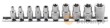 Regleta 10 vasos cortos 1/4" & 3/8" torx "tipo e" (1/4" e4-e5-e6-e7-e8 & 3/8" e10-e11-e12-e14-e16)