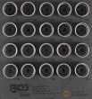 Bandeja 1/6 de polifoam con 20 vasos cortos hex. 17 mm. con punta especial para sustitución de tornillos antirrobo de opel/vauxhall (version a)