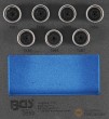 Bandeja 1/6 de polifoam con 7 vasos corto hex. 17 mm. con punta especial para sustitución de tornillos antirrobo para opel/vauxhall (version d)