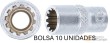 Bolsa 10 vaso cortos 1/4" multicara, 4,5 mm.