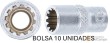 Bolsa 10 vasos cortos 1/4" multicara, 5,5 mm.