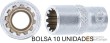 Bolsa 10 vasos cortos 1/4" multicara, 5 mm.