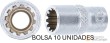 Bolsa 10 vasos cortos 1/4" multicara, 9 mm.