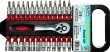 @ blister carraca alabeada 1/4" rever. 72 d.+ 12 vasos cortos hex. (4 - 13 mm) + 14 vasos cortos con punta 1/4" (pl.-ph.-torx-allen)