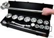 Estuche carraca 1" + 10 vasos cortos hex. 1"(36 - 80 mm) + maneral + 2 alargaderas(200 - 250 mm) 1"; kraftmann