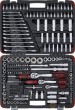@ estuche reforzado 216 pcs, 1/4" + 3/8" + 1/2", vasos cortos y largos hex. + llaves combinadas + vasos con punta 1/4" + puntas 1/4" y 5/16" variadas