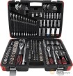 Estuche reforzado con 176 pcs. vasos cortos y largos 1/4" + 3/8" + 1/2" hex. *protorque*+ vasos c/punta + llaves combinadas + 3 vasos largos 1/2" impacto + 2 juegos llaves acodadas allen y torx