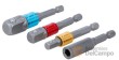 Blister de 4 adaptadores 1/4" para taladros eléctricos / neumáticos de colores entrada hex. ext. 6,3 mm (1/4") 6,3 mm (1/4"), 10 mm (3/8"), 12,5 mm (1/2"), hex. int. 6,3 mm (1/4"