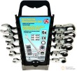 Blister 6 llaves combinadas de carraca articuladas 180º, 72d en pulgadas (1/4"-5/16"-3/8"-7/16"-1/2"-9/16") kraftmann