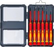 Estuche 6 destornilladores de precisión vde de electricista, punta extrafina(planos 0,3 x 1,8 x 50 mm + 0,4 x 2,0 x 50 mm + 0,4 x 2,5 x 65 mm + 0,5 x 3,0 x 65 mm + cruz ph0 x 65 mm + cruz ph00 x 65 m