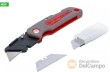 Cutter plegable, 160 mm., mango rojo/gris + blister de 4 cuchillas trapezoidales