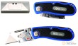 Cutter plegable, 150 mm.,mango azul/gris + recambio 5 hojas
