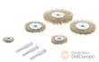 Blister de 5 discos de alambre de acero (ø 25 - 40 - 50 - 60 - 75 mm ) y 3 adaptadores para taladro (ø 7mm x 48 mm.)