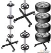 Soporte movil para 4 llantas con o sin neumático de hasta 225 mm de ancho x 1.160 mm de altura x 100 kgs. de peso