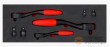 Bandeja 1/3 de polifoam con 3 carracas alabeadas de fibra 1/4" - 3/8" - 1/2" de 72 d. + 4 adaptadores ( 1/2"h 3/8"m - 3/8"h 1/2"m - 3/8"h 1/4"m - 1/4" < 3/8"h)