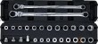 Estuche 2 llaves de estrella doble extralarga plana bihex., articulada 180º y combinada (14 - 19 mm) + 4 adaptadores + 12 vasos insertables hex. (8 - 22 mm.) + 9 vasos insertables e-torx (e8 - e22)