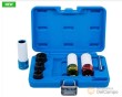 Estuche de 3 vasos largos 1/2" de aluminio de impacto + 3 vasos cortos 1/2" de impacto de perfil espiral para extracción de tornillos (17 - 19 - 21 mm) + punzón
