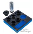 Bandeja 1/6 de polifoam con adaptador con vastago 1/2" para discos abrasivos de lijado para limpieza de cubos de rueda y discos de freno universal + 6 discos abrasivos (ø 50 x 12 mm - 60 x 28 mm)