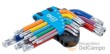 Blister 9 llaves acodadas cortas torx (t10 - t50 ) y torx-h (t10h - t50h) multicolor con cabeza redondeada