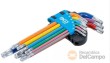 Blister 9 llaves acodadas largas torx (t10 - t50) y torx-h (t10h - t50h) multicolor con cabeza redondeada
