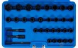 Estuche 29 vasos cortos 1/4" + 3/8" de impacto en espiral sae + 3 pasadores de golpe, para extracción tornillos antirrobo