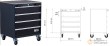 Carro portaherramientas de 4 cajones, vacio para sistema modular de pared