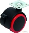 Ruedas de dirección doble con freno rojas/negras ø 50 mm
