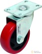 Rueda giratoria, poliuretano roja/negra, ø 100 mm. alto 130 mm. capacidad hasta 100 kgs.