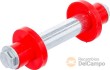 Blister de eje para rueda de carretilla de transporte de mano,ø 20 mm. x 128 mm de largo + 2 casquillos separadores