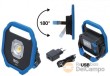 Lampara de trabajo 10 w. led cob 240 v. - base giratoria 180º - indicador de carga - 5200 mah.