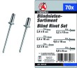 Estuche 70 remaches de aluminio ( ø 2,4 x 6 mm -2,4 x 10 mm - 3,2 x 6 mm - 3,2 x 10 mm - 4,0 x 10 mm - 4,8 x 10 mm.)