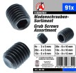 Estuche 91 tornillos de sujección din 913 standard cabeza allen ( m3 x 5 - m4 x 5 - m5 x 6 - m6 x 10 - m8 x 10 - m8 x 12 mm.)