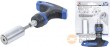 Blister de mango en *t* tipo carraca reversible 1/4" + vaso largo 3/8" multimedida (7 - 19 mm.) + adaptador 1/4" a 3/8"