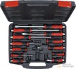 Estuche 12 destornilladores de golpeo reforzados, mango bimateria ergonomico rojo