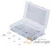Estuche de 250 arandelas planas y elásticas, ø 4 - 8 mm.