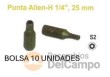 Bolsa 10 puntas 1/4" allen inviolable, 2,5h