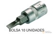 Bolsa 10 vasos cortos 1/4" punta plana, 3,5 mm