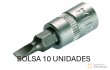 Bolsa 10 vasos cortos 1/4" punta plana, 6 mm
