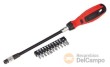 @ blister destornillador flexible + 10 puntas planas(4-5-6 mm),cruz(ph1-ph2),pozidriv(pz1-pz2), torx(t10-t15-t20) y adaptador 1/4"a 1/4", 310 mm. sealey