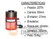 Cilindro hidraúlico hueco 20 tn de presión, longitud 160 mm - carrera 50 mm - ø cilindro 80 mm - ø interior 27 mm