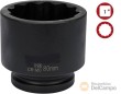 Vaso corto 1" de impacto bihex., 80 mm.