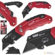 Cutter plegable profesional, 165 mm + recambio 3 hojas trapezoidales de acero sk2h de afilado duradero