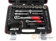 Estuche reforzado de 72 pcs. vasos cortos y largos 1/4" + 1/2", hex. "pro-torque" (4 - 32 mm) y puntas (pl - ph - allen - tx) profesional