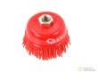 Cepillo abrasivo de nylon grueso para materiales blandos, tipo copa ø 75 mm, para uso con desbarbadora, enganche m14